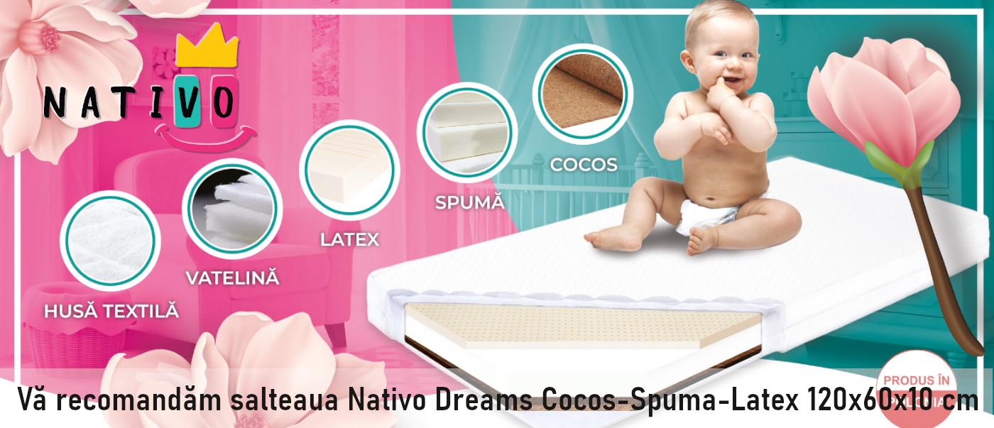 Saltea Nativo Dreams Cocos-Spuma-Latex 120x60x10 cm